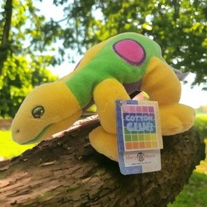 Mary Meyer Hot Spots Lizard Plush Cotton Club Beanie Toy 1998 Yellow Green NWT